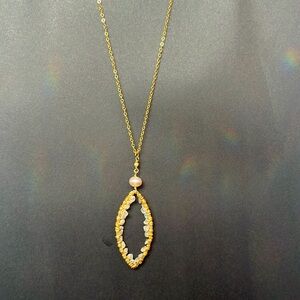 23” Pink Pearl & Moonstone Drop Necklace.